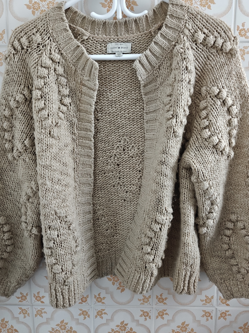 Lucky Brand Women's Chunky Knit Cardigan Sweater - Beige